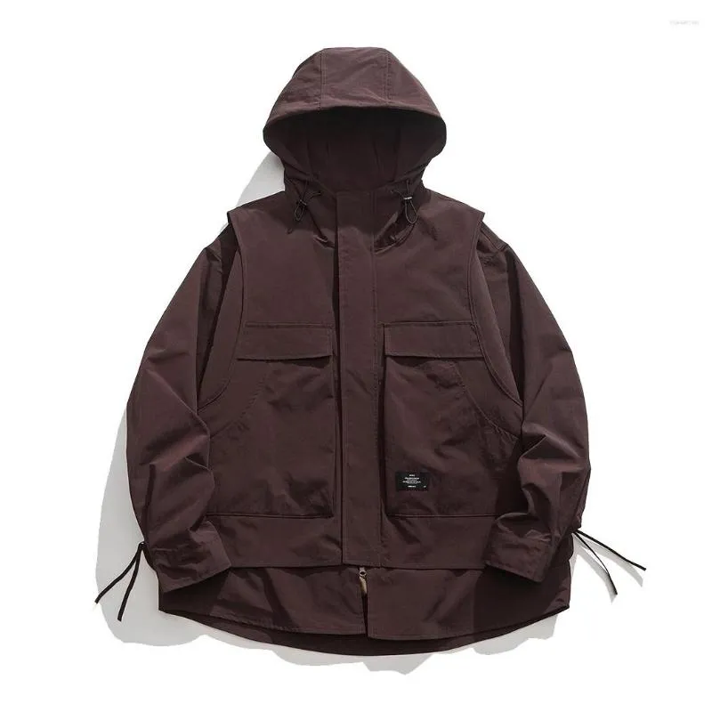 Hommes Vestes Hommes En Plein Air Mode Lâche Casual Montagne Porter Coupe-Vent À Capuche Cargo Veste Cityboy Harajuku Streetwear Coupe-Vent Manteau