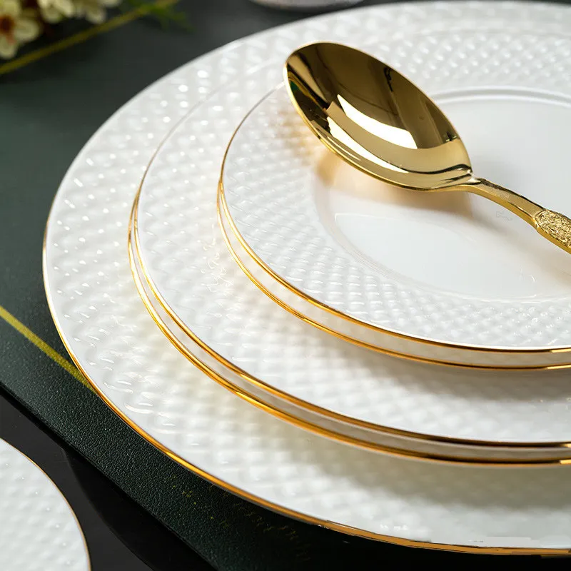 DHgate.com:Gold Rim Porcelain White Dinner Bowl Plates Set DHgate.com:Gold Rim Porcelain White Dinner Bowl Plates Set