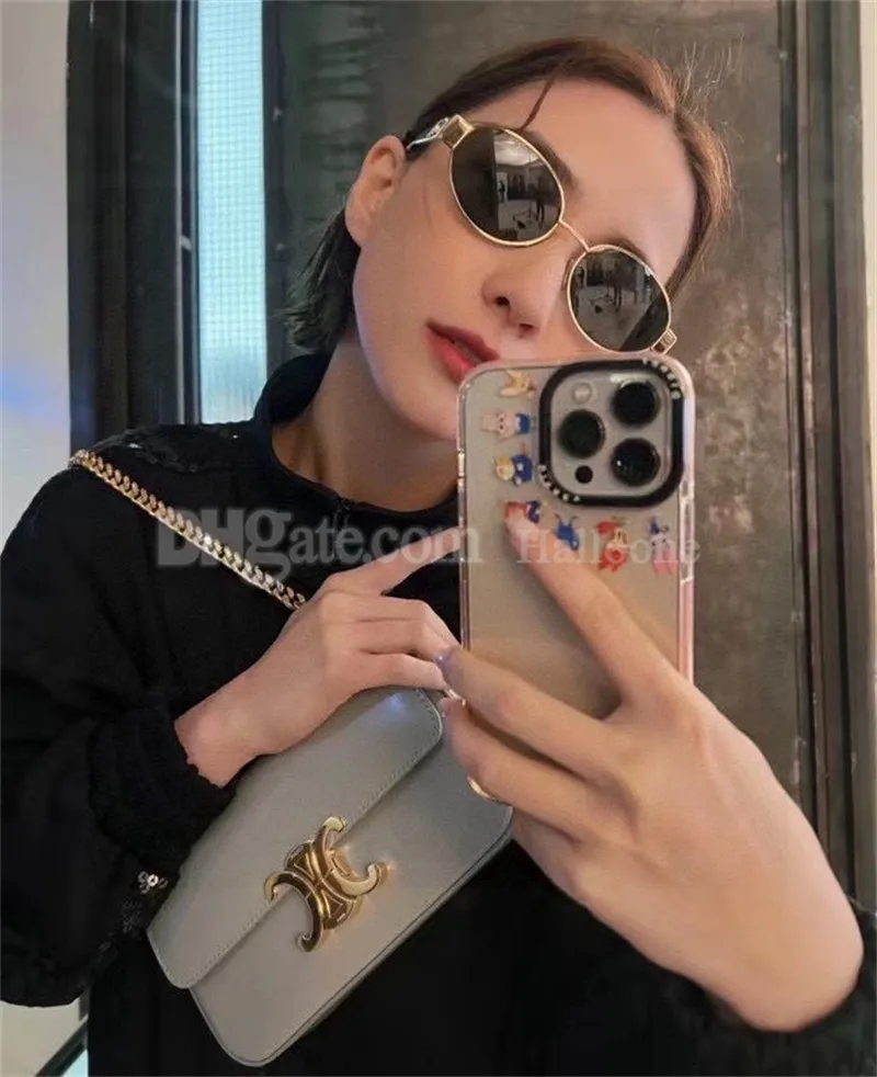 Top Luxury Sunglasses Metal Oval Frame Sunglasses Designer For Womens Radiation Resistant Personality Mens Retro Glasses Board High Grade High Appearance Value