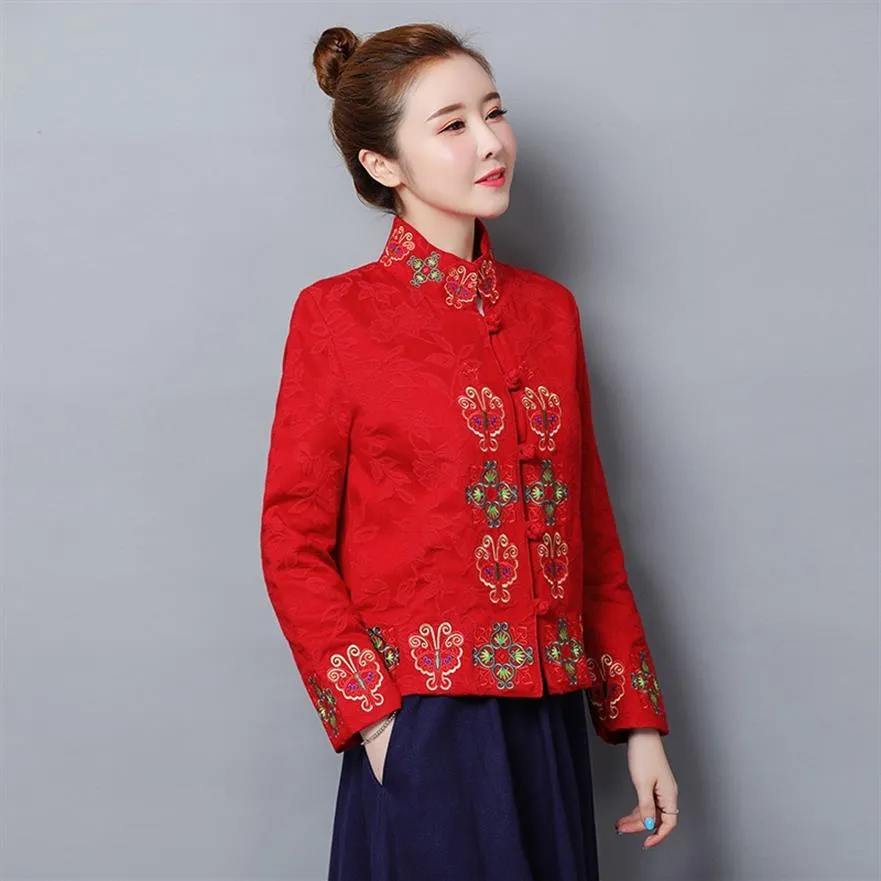 Traditional Chinese Clothing For Women Retro Jacquard Embroidery Chinese Mandarin Jacket Tang Suit Ladies Tops TA1921279x