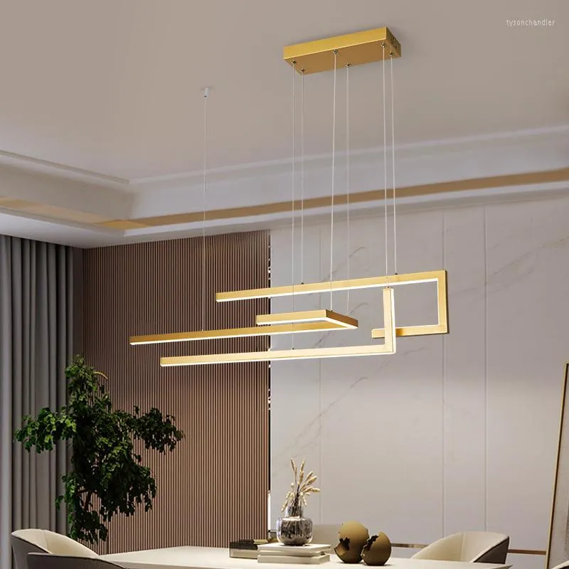 Pendant Lamps Nordic Minimalist LED Chandeliers Kitchen And Restaurant Modern Rectangular Decorative Indoor Lighting Fixtures