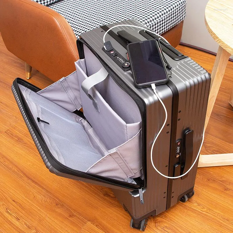 Valises Business Bagage à Ouverture Frontale Rechargeable 24 Pouces Valise ABS PC Avec Spinner Wheel Et Serrure TSA