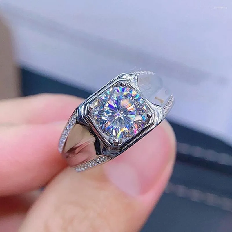 Cluster Rings Fashion Brand Square Crystal Zircon Diamonds Gemstones For Men White Gold Silver Color Bague Jewelry Wedding Party Gifts