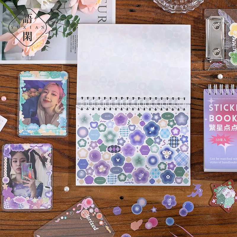 Yapışkan Çıkartmalar Skysonic Bobo 50 Sheets Etiket Kitabı Tekrar Dekor Scrapbooking Lable Idol Kpop Kırtasiye Kartpostalları Kawaii Sticker Supplip 230715