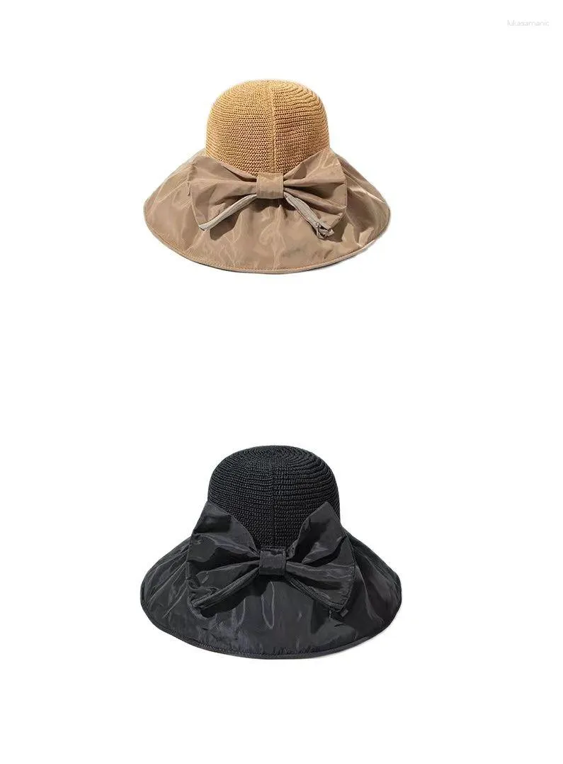 Geniş Memlu Şapkalar Şapka Mep Para Alabilir Balıkçı Kapağı Kadın Yaz UV Siyah Plastik Kapaklar