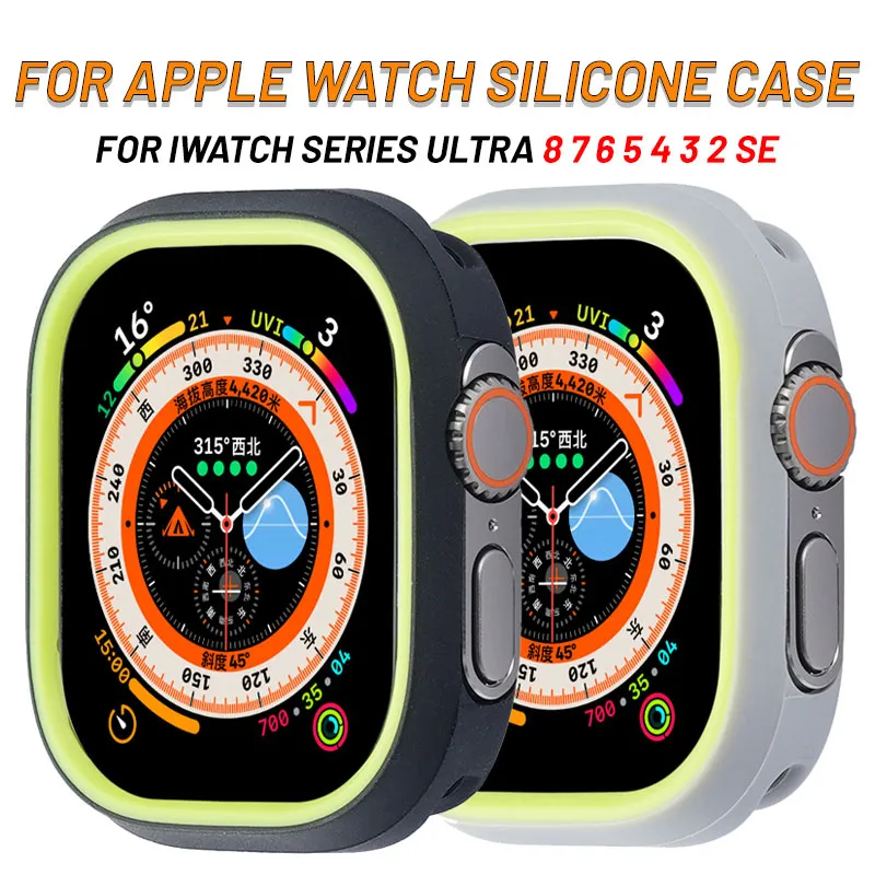 Mjukt silikonfodral för Apple Watch Ultra2 49mm Cover för Apple Watch9 8 Case 45mm för IWatch Series 7 6 5 SE 49mm 44mm Tillbehör