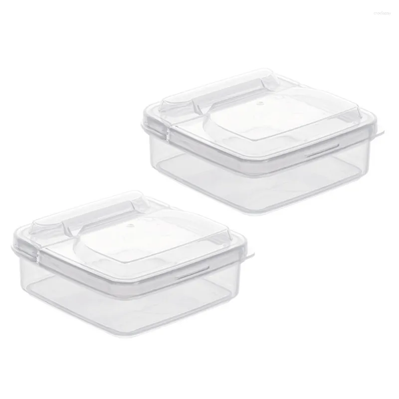 Dinnerware Sets 2 Pcs Ceramics Plates Vegetable Storage Rack Cheese Slice Cases Butter Dishes Home Veggie Bacon Fresh-keeping Organizer