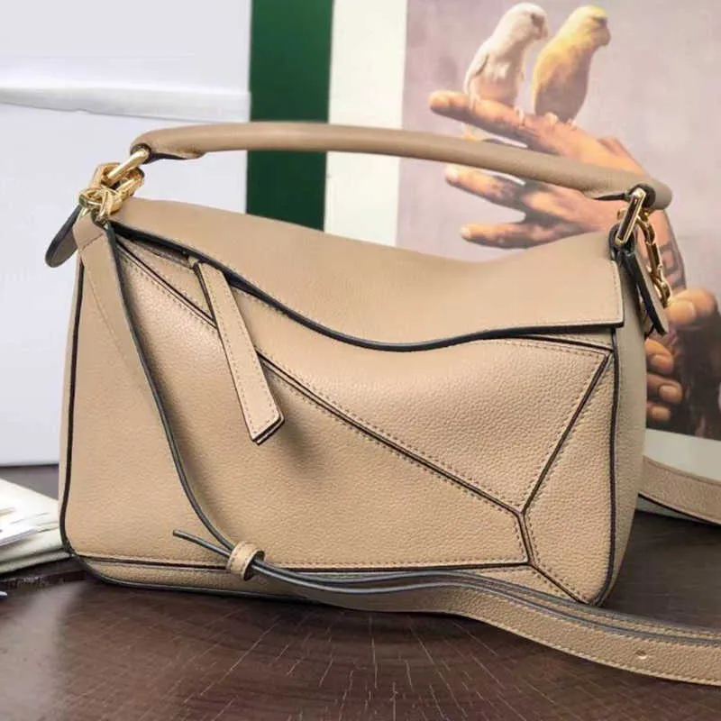 Designer Premium Mini Puzzle Bag With Cowhide Splice Fine Leather Geometry Bag Single Shoulder Oblique Cross Pillow Bag Handba