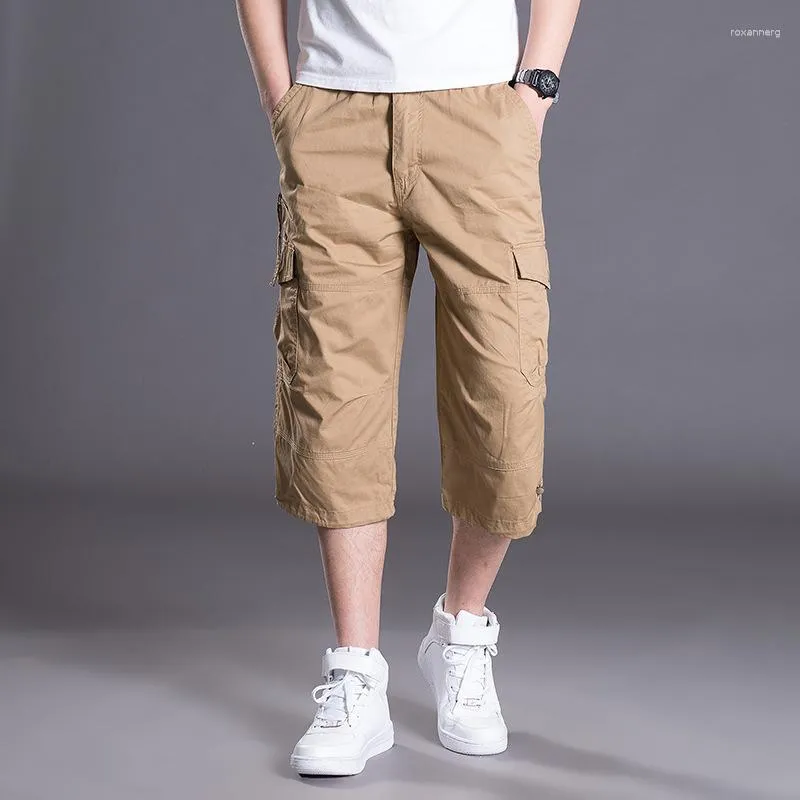 Männer Shorts Armee Sommer Kurze Größe Lose Herren Baggy Gerade 5XL Grün Khaki Tasche Männliche Cargo Multi Plus Breeches lang