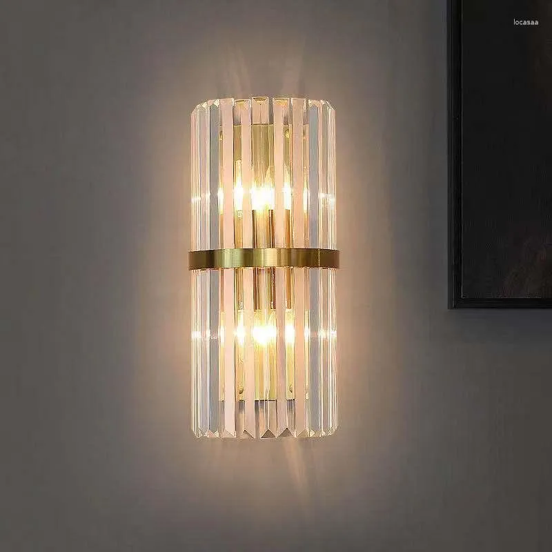 Vägglampa post-modern minimalistisk kristall led golvljus nordiskt lyx vardagsrum bakgrund trappa gång