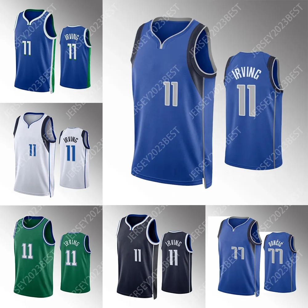 Kyrie Irving 11バスケットボールジャージ2023-24シーズンLuka Blue 77 Doncic Men Women Youth XS-4XL