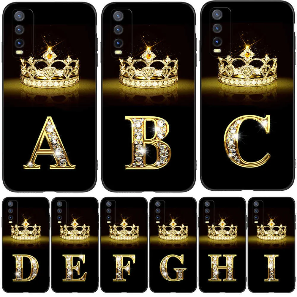 Voor ViVo Y20 Y20S Y20i Y20G Y12S Y11S Y20A Y30 Y30G Y20SG IQOOU1X Case Phone Back Cover Zwart Tpu Case gouden Letters