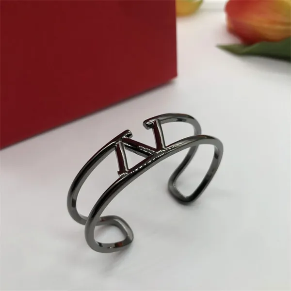 20 estilo mujer apertura brazalete letra V oro Metal pulsera diseñador lujo Vlogo joyería mujeres encanto pulseras