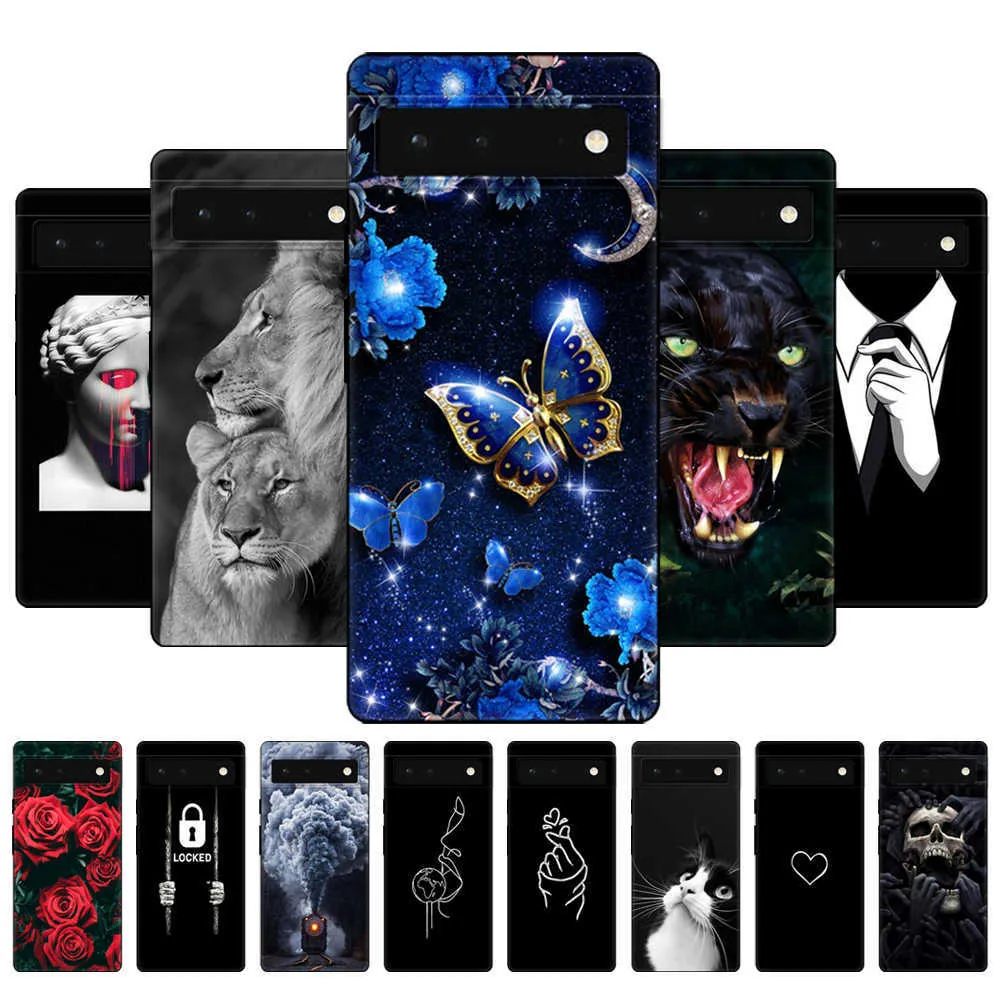 För Google Pixel 6 Case Pro Phone Back Cover Pixel6 6Pro Soft Funda Black TPU Case