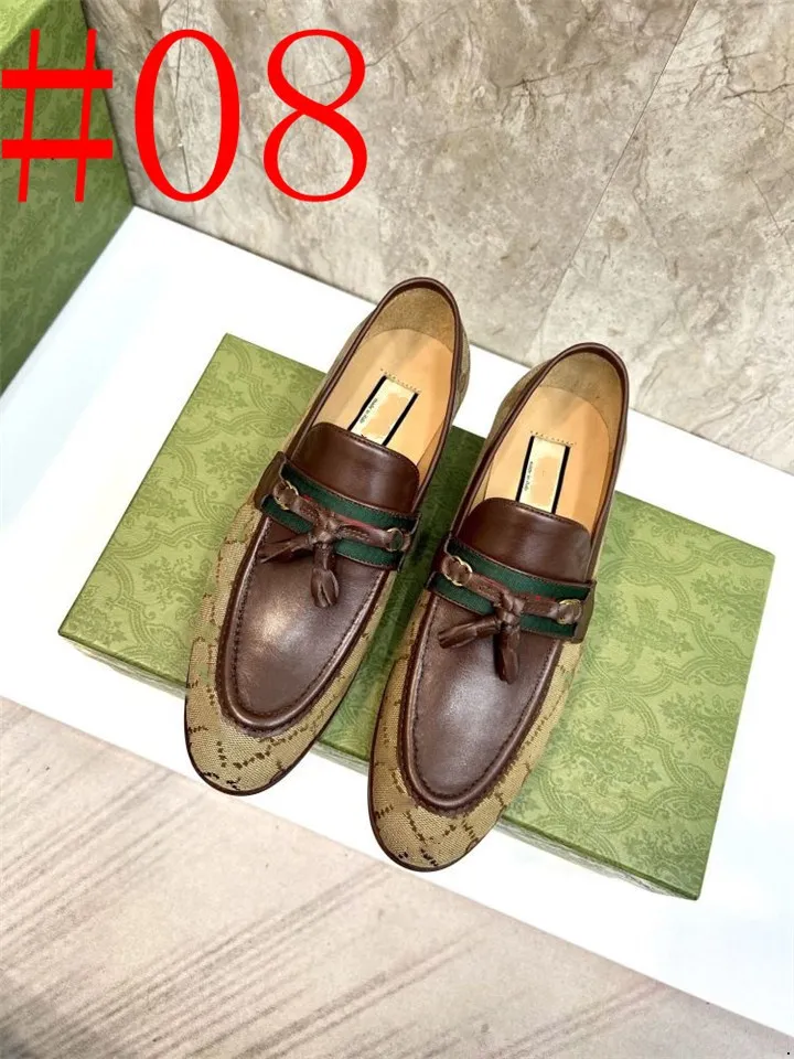 5A Originalbox Men's Designer klänningskor äkta läder mode lyxiga män Business loafers pekade tå läderskor oxfords andningsbara formella bröllopskor