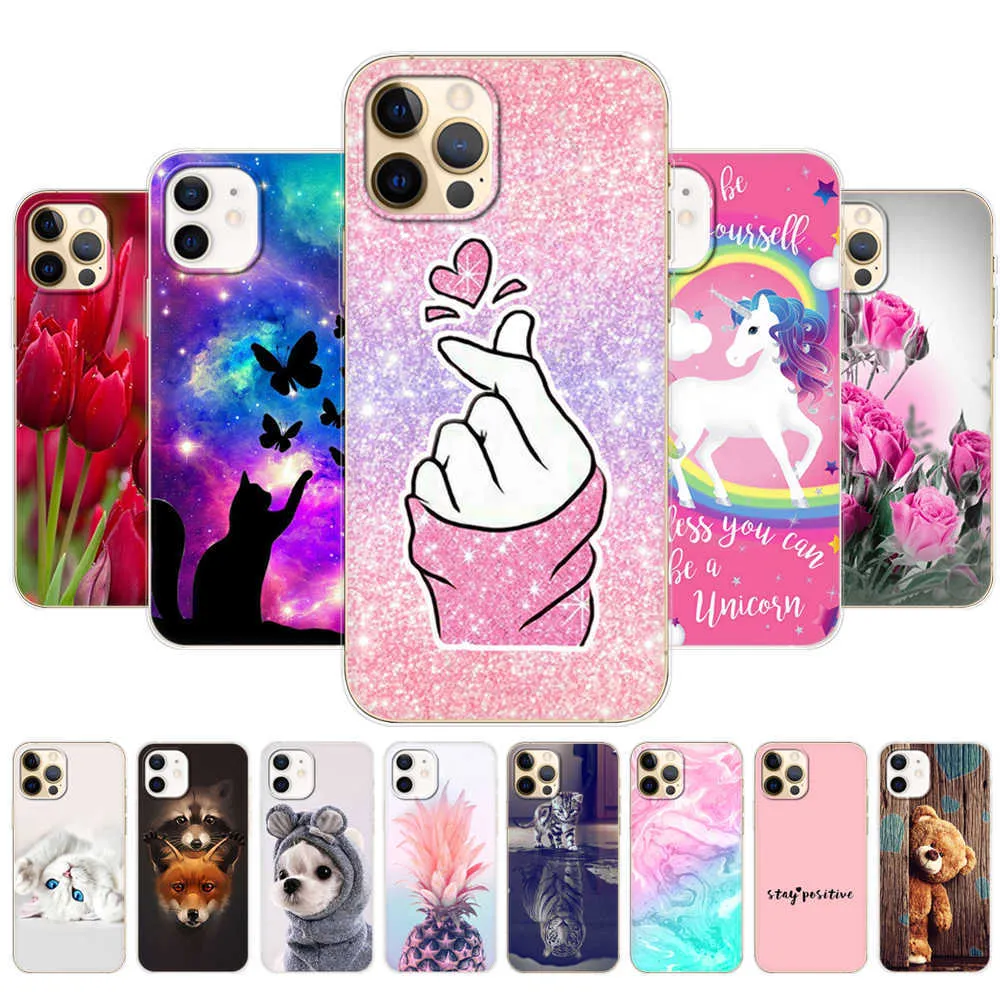 För iPhone 12 Case Mini Pro Max Soft TPU Silicon Back Phone Cover Apple iPhone12 iPhone12Pro Coque