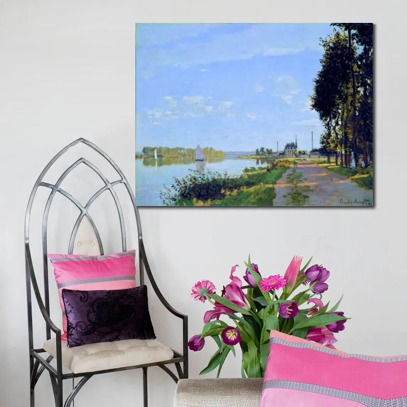 Promenaden vid Argenteuil handmålad Claude Monet Canvas Art Impressionist Landscape Painting for Modern Home Decor