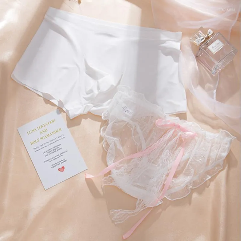 Ice Silk Sexy Lingerie Briefs Boxer Shorts Lace Panties Couple Underwear  Printed Men Women - AliExpress