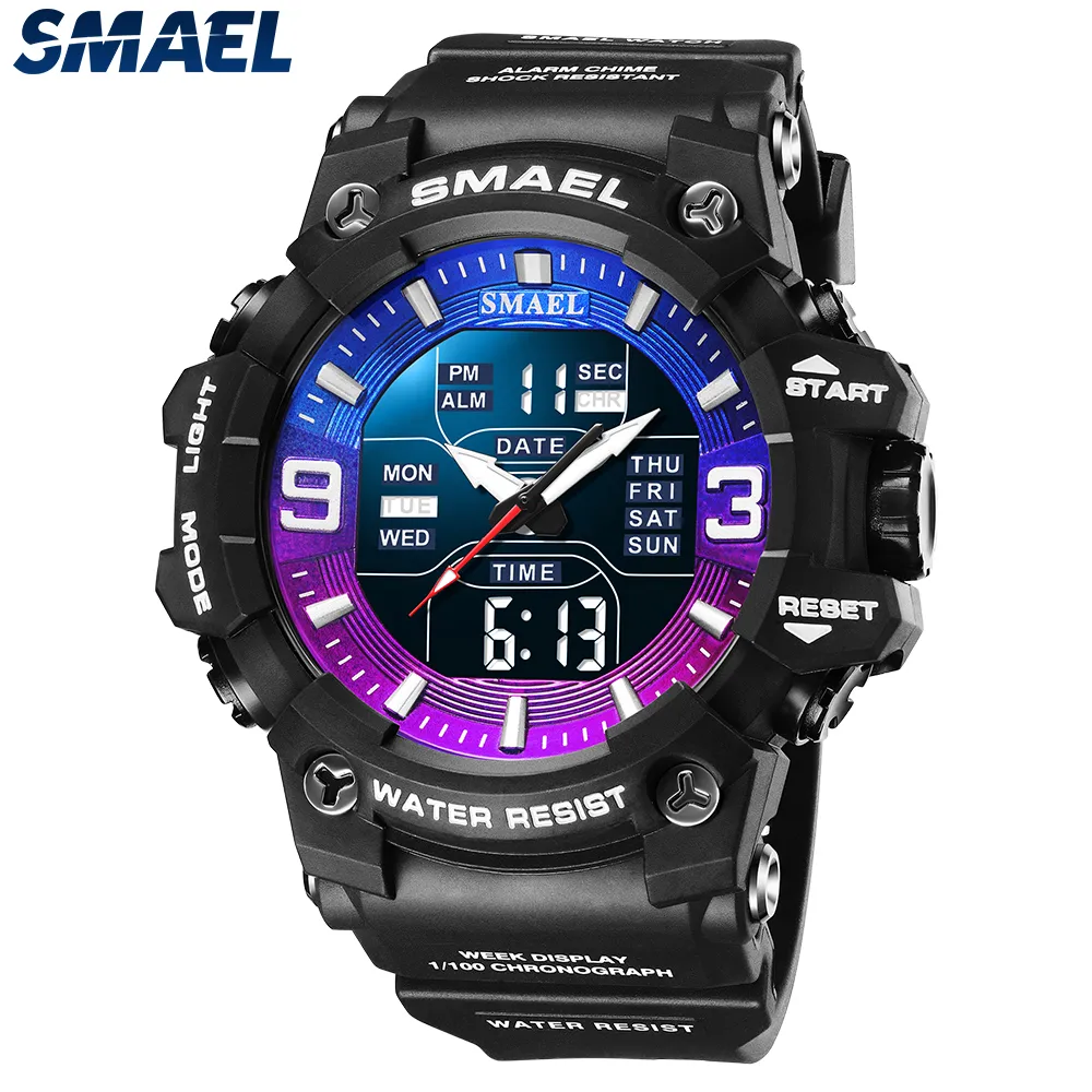 Reloj deportivo para hombre, resistente al agua, con luz LED, despertador, pantalla de hora dual, semana, fecha automática, relojes de pulsera, relojes de cuarzo 8049, hora deportiva