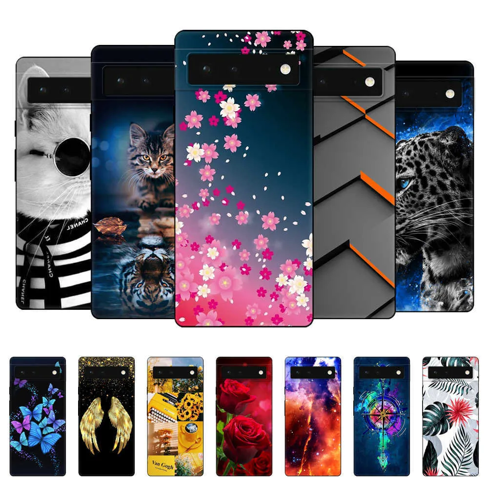 Per Google Pixel 6 Case Pro Cover posteriore per telefono Pixel6 6Pro Silicon Soft Fundas Black Tpu Case