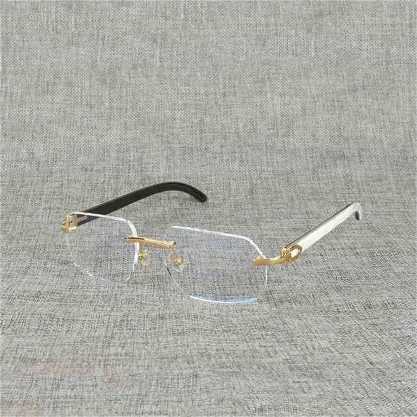 Natural Wood Square Clear Buffalo Horn överdimensionerad Rimless glasögonram för män som läser optisk oval Oculos Glasseskajia Ny