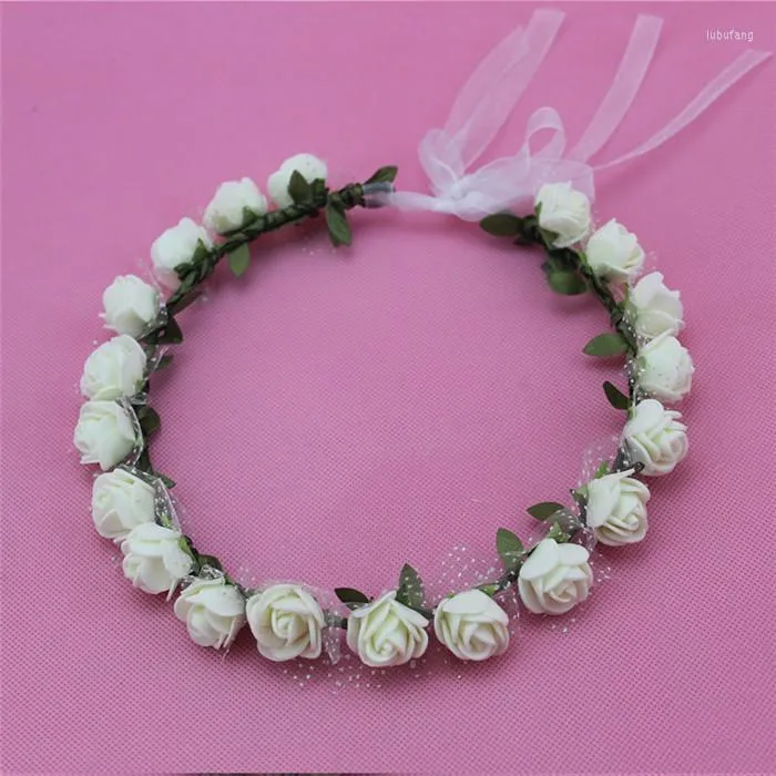 Dekorative Blumen Girlande Tourist Handwerk Boden Stall Pe Schaum Rose Blume Simulation Braut Wald weibliche Tiara Haarband Großhandel