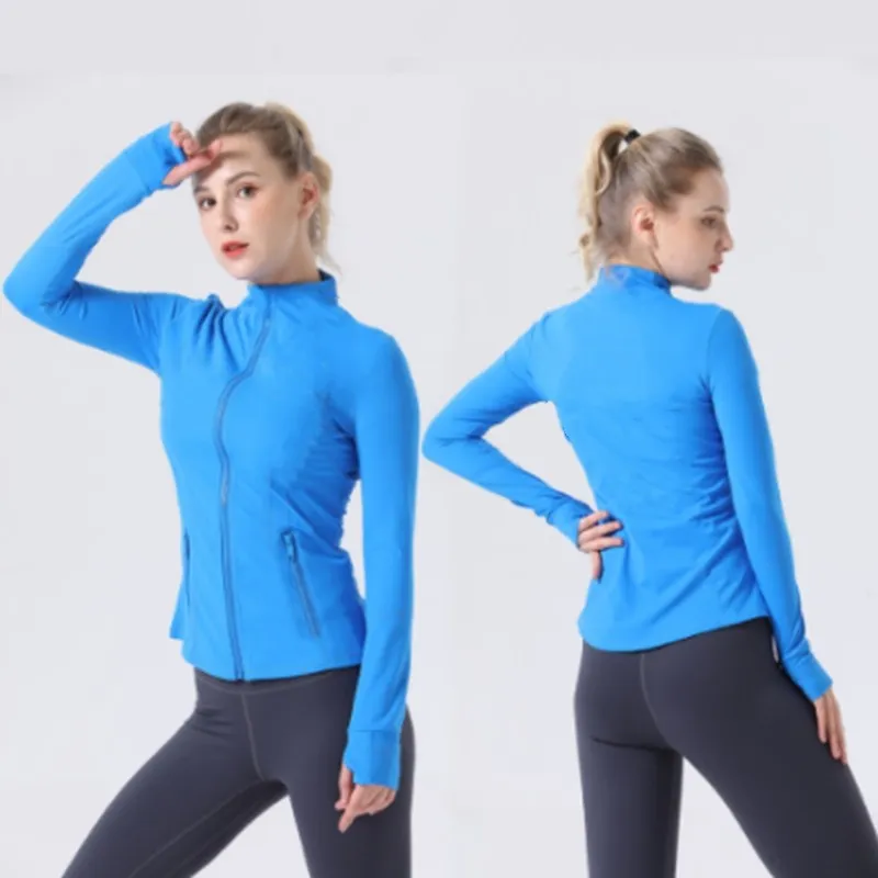 Dames fiess kleding lange mouwen ademend hardlopen yoga slim fit sport hoge elastische jas sweatshirts rits nylon_voghion.com
