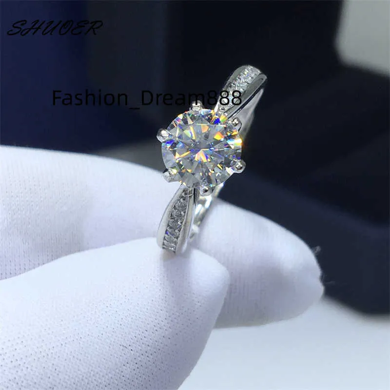 Wedding Rings Classic 925 Sterling Silver Brilliant Cut 1 Carat Pass Diamond Tester D Color Moissanite Engagement Ring for Teen Girls Gift