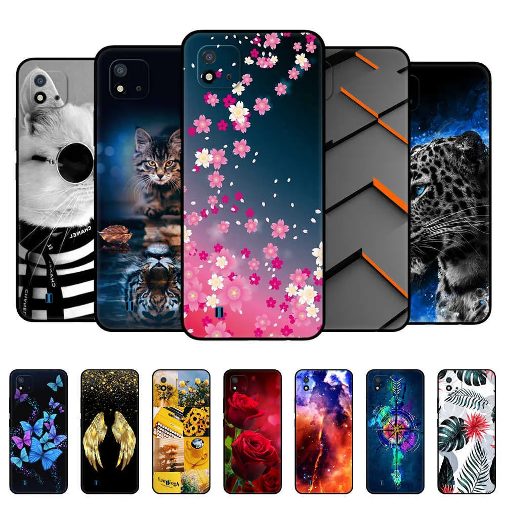 För Realme C20 Case Back Phone Cover Oppo RealMec20 6.5 "Etui Bumper Coque Silicon Soft Protective Fundas Black TPU Case