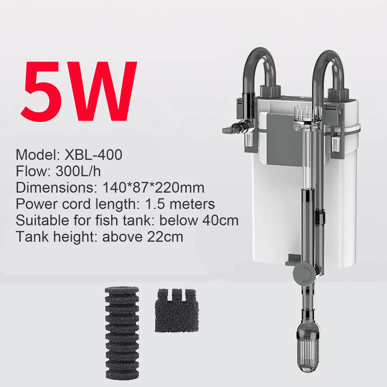 XBL Series Wall Mounted Fish Tank Skimmer Filter 50HZ 7W, Silent