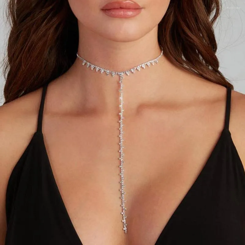 Cadenas Stonefans moda Rhinestone largo borla collar joyería para mujer accesorios llamativos gargantilla de cristal regalos de fiesta