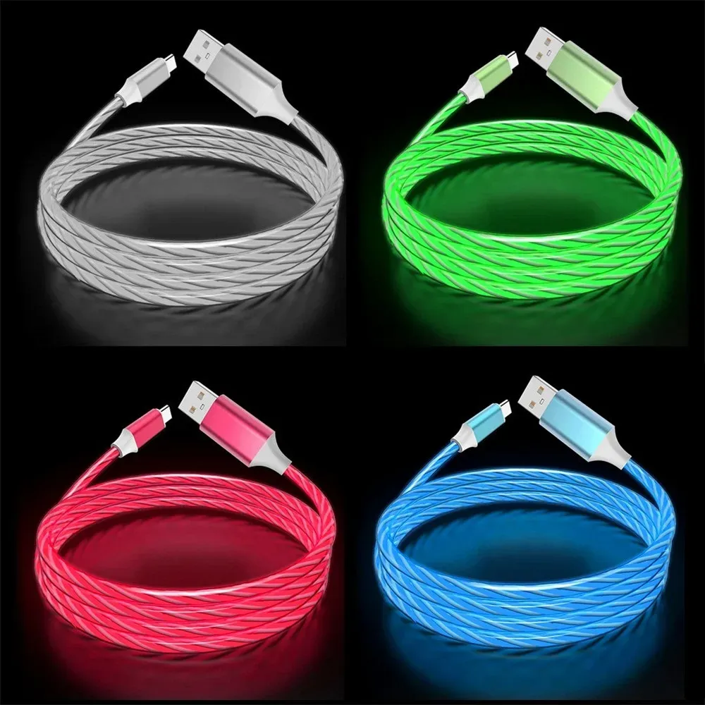 2A câbles de téléphone chargeur rapide LED câble de lumière fluide ligne de Charge Streamer fil de Charge rapide pour téléphones Samsung Huawei Xiaomi