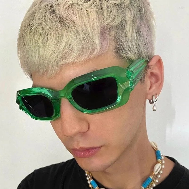 Солнцезащитные очки винтажные маленькие прямоугольники зеленые женщины 2023 оттенки UV400 Ретро -квадратные квадратные леопардовые солнцезащитные очки для мужчин дизайн бренда.