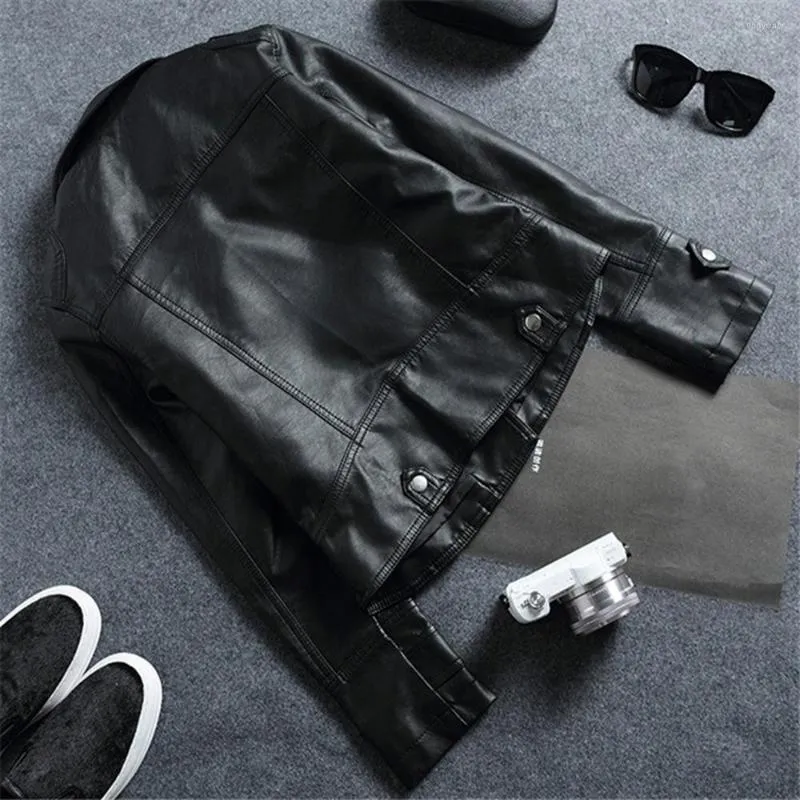 Kvinnors jackor kvinnor pu casual biker jacka faux läder tunt punk mode outwear svart långärmad kvinnas vindtät smala fit sno88