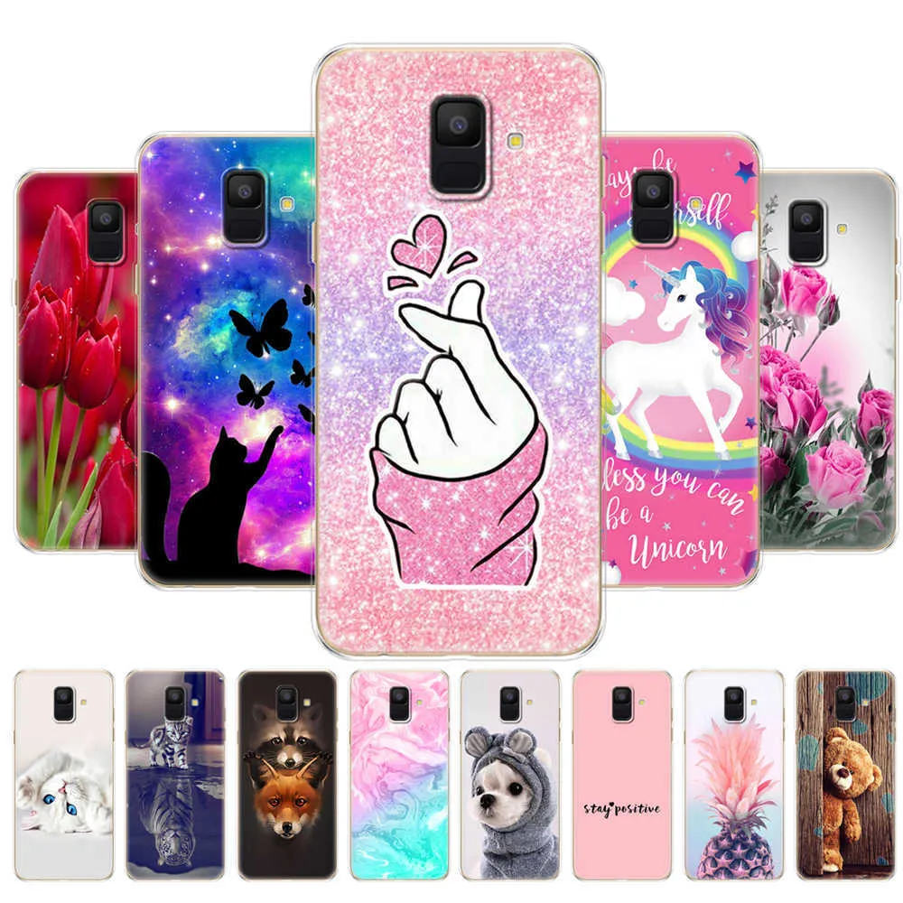 För Samsung Galaxy A6 2018 Case Dual SIM SM A600 A600F Silicon Soft TPU Back Phone Cover för Samsung Plus A605 A605F