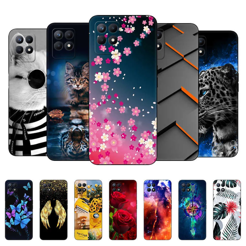 Pour Realme 8i étui 6.6 pouces couverture de téléphone arrière OPPO Realme8i RMX3151 sac silicone souple protection pare-chocs Coque noir Tpu étui