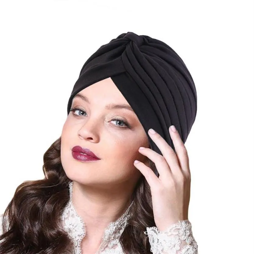 2021 Women Crinkle Turban Hat Muslim Underscarf Cotton Turbante Islamic Hijab Headscarf Bonnet Arab Headwraps Cap2624