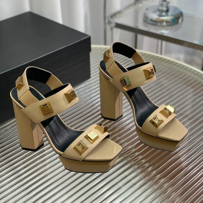 디자이너 여성 샌들 패션 클래식 하이힐 아바 가죽 플랫폼 샌들 섹시한 패션 뮬 신발 9.5cm 두께의 힐 방수 플랫폼 하이힐 샌들