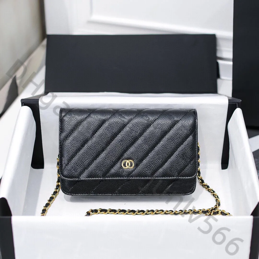 Beroemde merktas van topkwaliteit Schoudertassen handtas met kettingriem Geruite portemonnee Dubbele letter stevige gesp Schapenvacht kaviaarpatroon Dames luxe clutch bags