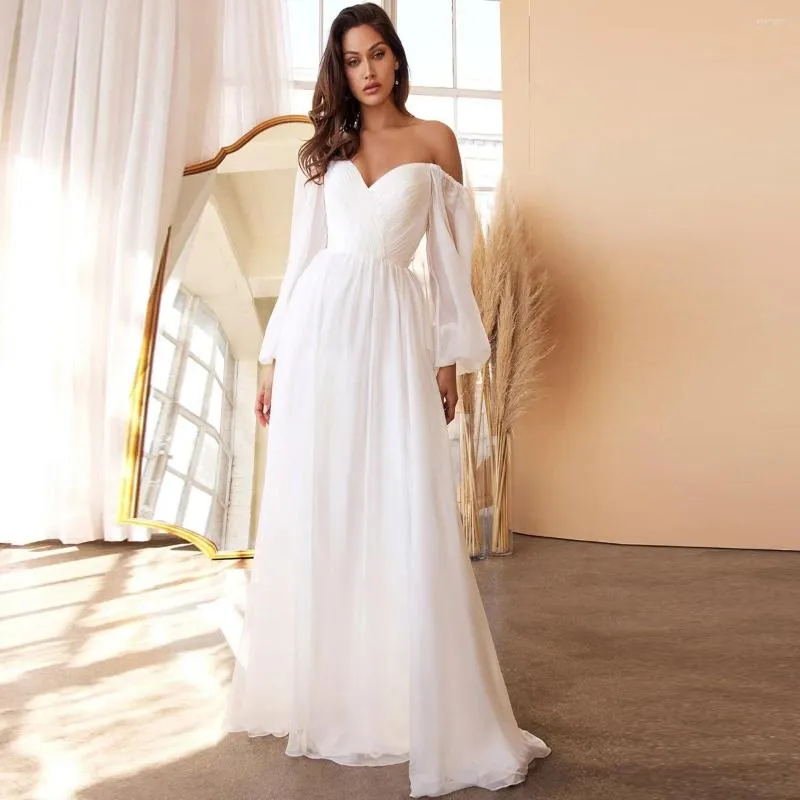 Midi Women's White Evening Gowns Chiffon Beach Wedding Dress With Sleeves A Line Bridal Gown For Women, Simple Full Sleeve White Dresses From Bestonesell, Midi Women's White Evening Gowns Chiffon Beach Wedding Dress With Sleeves A Line Bridal Gown For Women, Simple Full Sleeve White Dresses From Bestonesell,