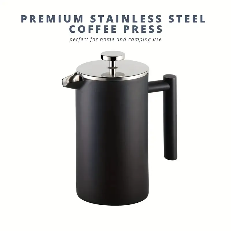 1PC Premium French Press Coffee Maker, 304 klass i rostfritt stål i isolerad kaffepress, kaffepress för hemresor och campinganvändning, liten kaffepress