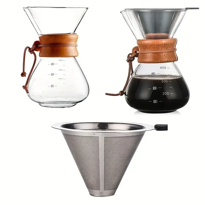 1pc, cafetière en verre, cafetière à verser sur une cafetière en verre, cafetière à verser réutilisable, cafetière en verre lavable créative, café fait à la main pour la maison