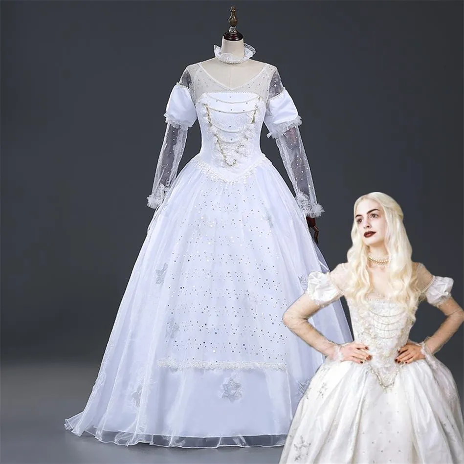 Alice au Pays des Merveilles 2 La Reine Blanche Mirana Cosplay Robe Costume293N