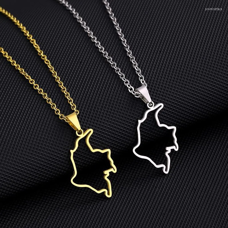 Collane con ciondolo Collana con mappa della Colombia in acciaio inossidabile di moda per donna Gioielli placcati in oro 18 carati di catene colombiane