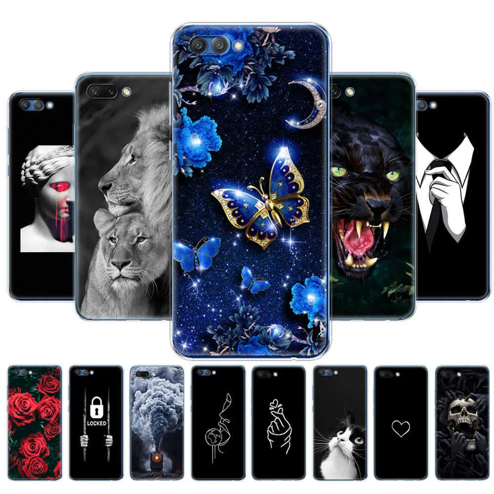 Fall för Huawei Honor V10 Visa 10 Soft TPU Back Silicon Phone Cover Etui Protective Printing Coque