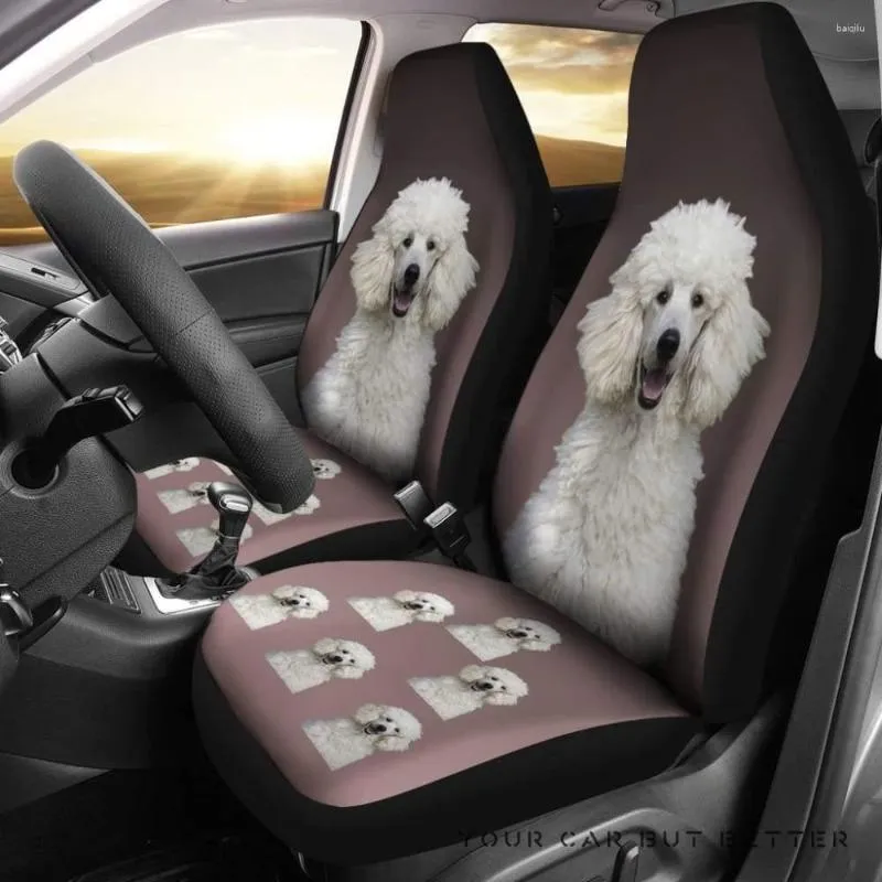 Housses de siège de voiture Poodle Cover Blanc Lot de 2 protections avant universelles