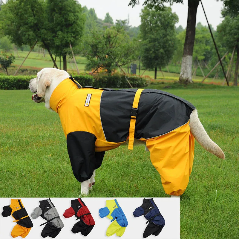 Vestuário para cães Roupas para animais de estimação Jaqueta de gola alta Golden Retriever Labrador 30kg Macacão grande de quatro patas Capa de chuva à prova d'água 230715