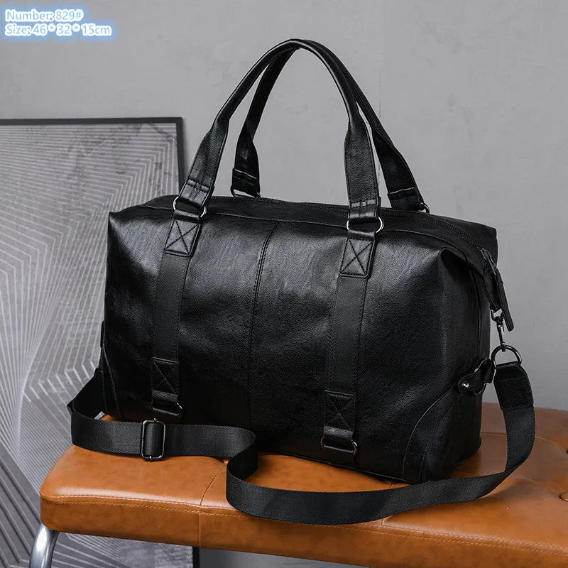 borse a tracolla da uomo 2 colori sport all'aria aperta fitness borsa da viaggio in pelle impermeabile per il tempo libero decorazione della cintura zaino moda borsa marrone di grande capacità 829 #