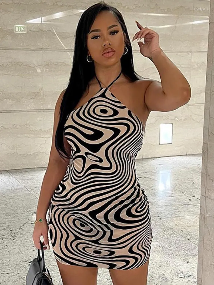 Vestidos casuais roupa de boate sem mangas vestido curto sexy festival estampado feminino chique frente nica roupas de ver o