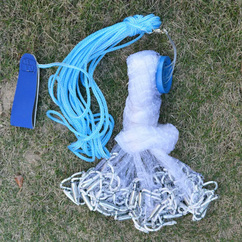 Angelzubehör Wurfnetze mit Sinker oder ohne Sinker 2,4 m–7,2 m Angelfallennetze Handwurf-Gussnetz Nylon American Style Catch Fishing Net 230715